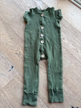 Childhoods clothing Button-Front Olive Green Romper